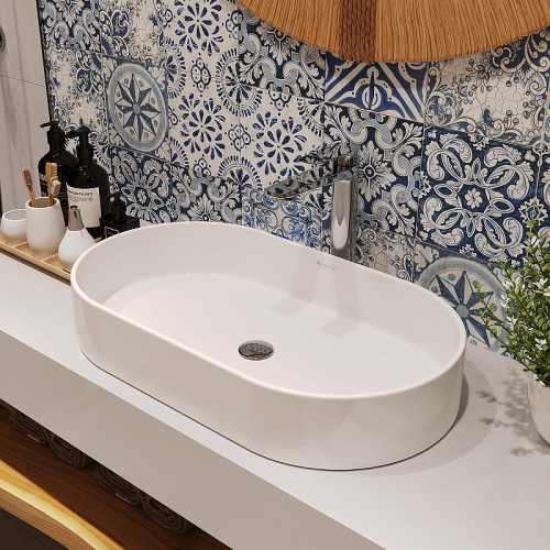 Раковина-чаша Aqueduto Espiral 60 ESP0210 Белая глянцевая фарфор накладная