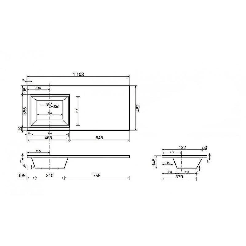 Раковина Style Line Estetus Даллас 110 L СС-00002387 с местом под стиральную машину Белая
