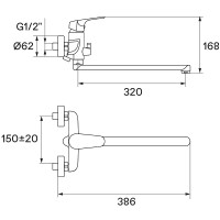 Смеситель для ванны Santek Форт WH5A12004C001 универсальный Хром латунь на стену