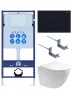 Комплект унитаза с инсталляцией Aquatek Set Aquatek Европа-017 4в1 цвет Белый с сиденьем Микролифт и клавишей смыва цвет Черный матовый