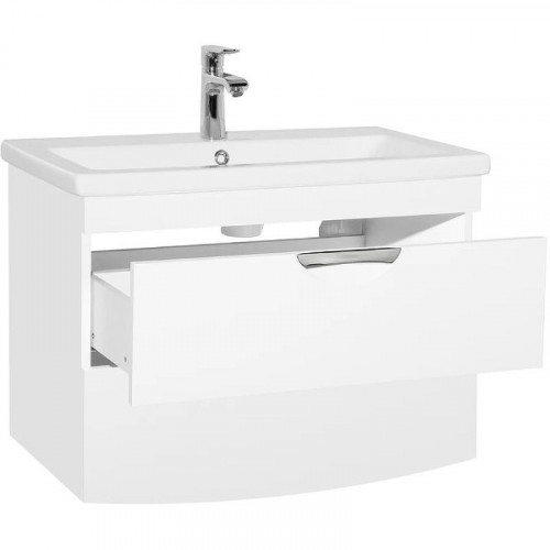 Тумба под раковину Style Line Жасмин 2 80 Люкс Plus ЛС-000010037 подвесная Белый глянец МДФ / ЛДСП