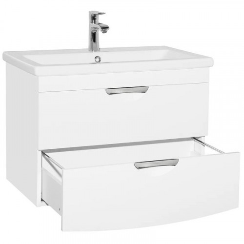 Тумба под раковину Style Line Жасмин 2 80 Люкс Plus ЛС-000010037 подвесная Белый глянец МДФ / ЛДСП