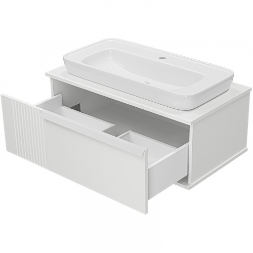 Тумба с раковиной Brevita Savoy 90 УТ000014905 подвесная Белая матовая МДФ / ЛДСП