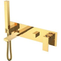 Смеситель для ванны Boheme Qubic 474-2-G Золото глянцевое латунь встраиваемый