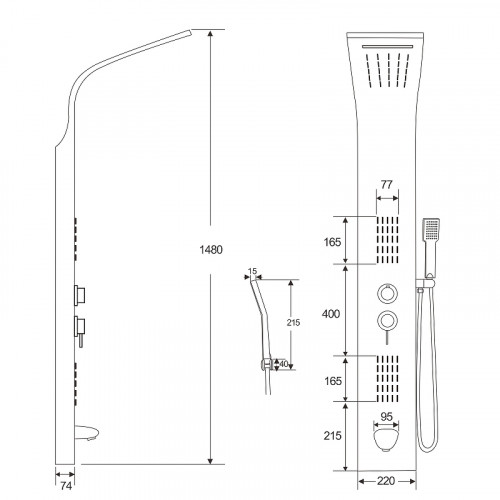 Душевая панель Ceruttispa Virginia W CT9990 с гидромассажем Белая нержавеющая сталь на стену