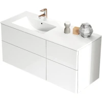 Тумба c раковиной SanVit Лира 120 L klira2120L в цвете Ral подвесная Белая глянцевая МДФ / ЛДСП