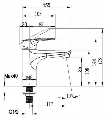 Кран для одного типа воды Villeroy&amp;Boch O.Novo Start TVW10500111061 Хром