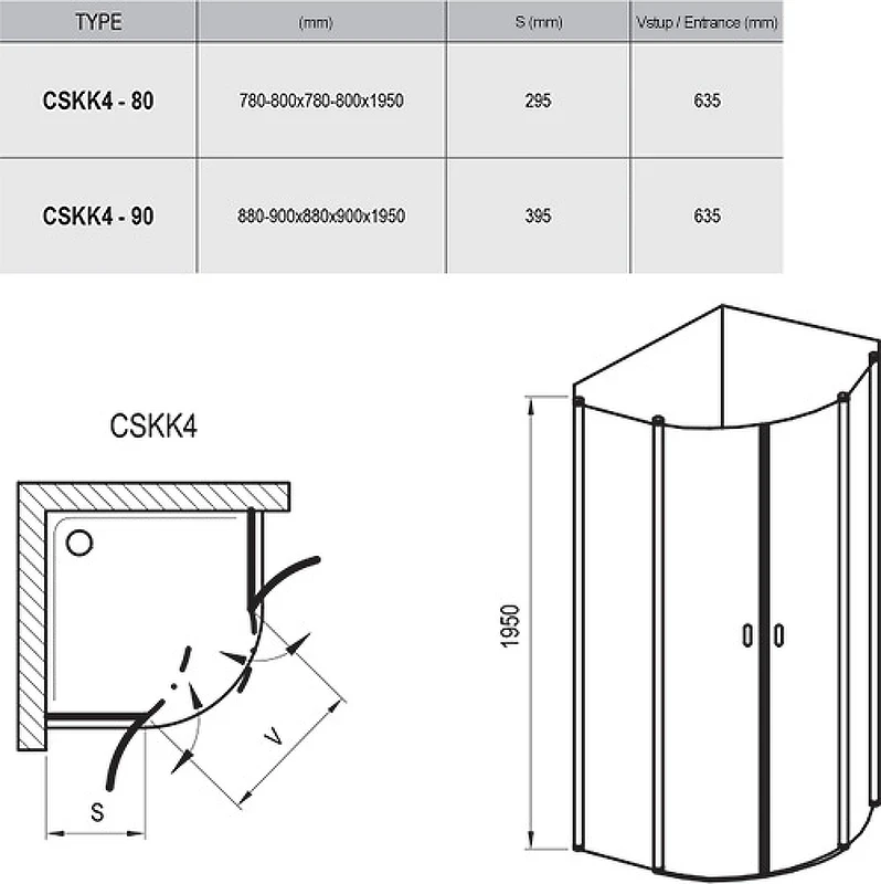 Душевой уголок Ravak Chrome CSKK4 80x80 3Q140100Z1 профиль Белый стекло Transparent