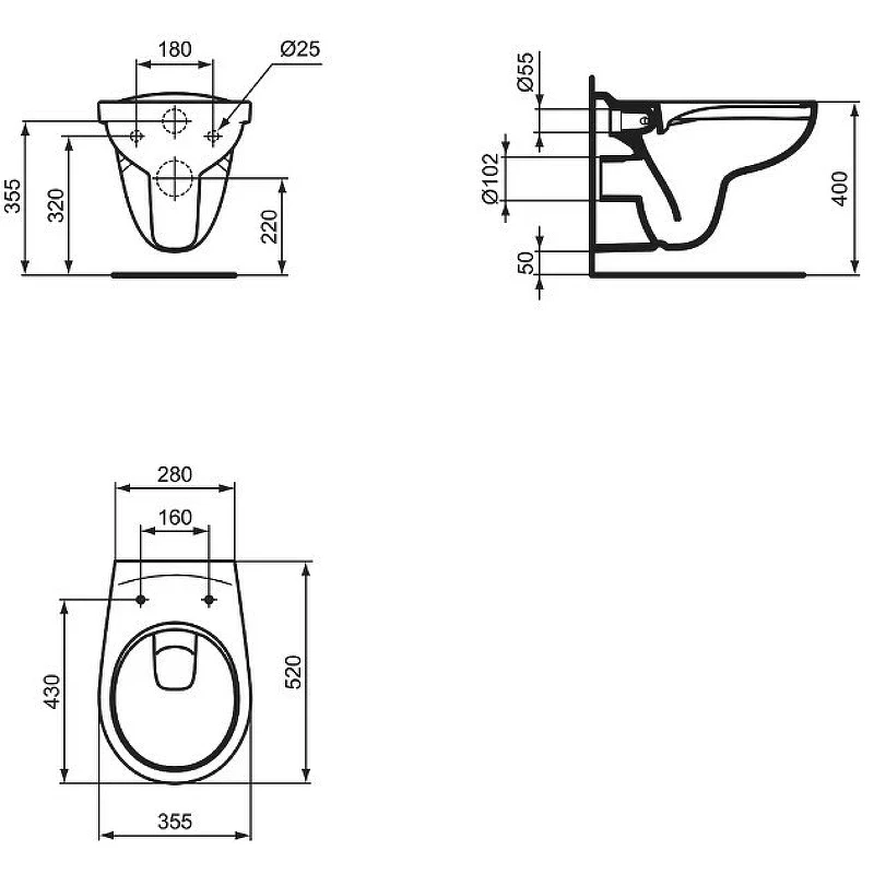 Унитаз Ideal Standard Tirso R034301 подвесной с сиденьем Микролифт фарфор подвесной