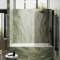 Шторка на ванну Maybah Glass MGV-622-6 800x1400 поворотная на монопетле Черный стекло бронзовое