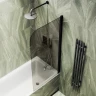 Шторка на ванну Maybah Glass MGV-622-6 800x1400 поворотная на монопетле Черный стекло бронзовое