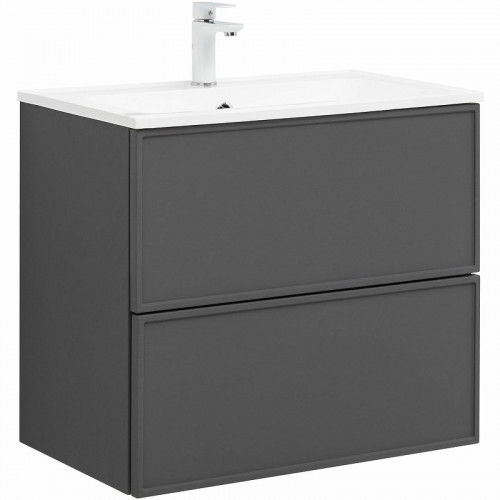 Тумба под раковину Aquanet Арт 75 329064 подвесная Ясень графит МДФ / ЛДСП