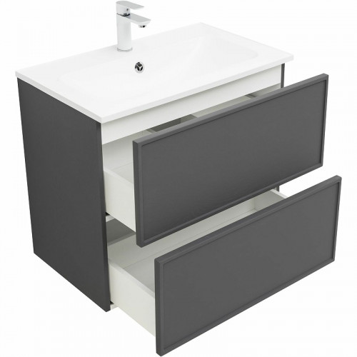 Тумба под раковину Aquanet Арт 75 329064 подвесная Ясень графит МДФ / ЛДСП
