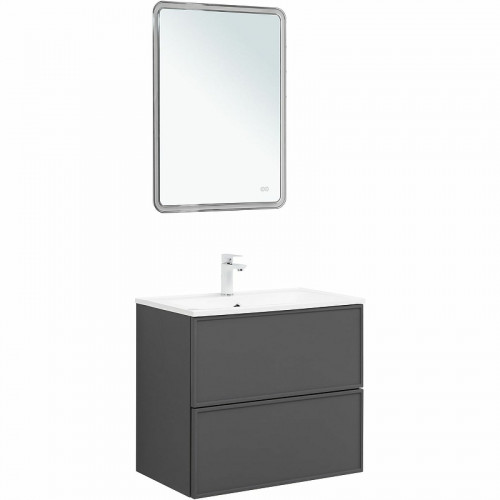 Тумба под раковину Aquanet Арт 75 329064 подвесная Ясень графит МДФ / ЛДСП