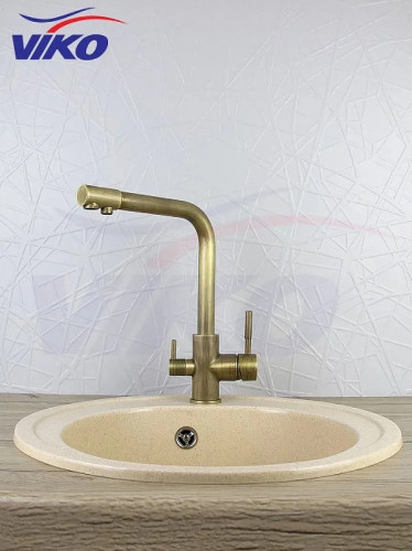 Смеситель для кухни Viko V-5064 Античная бронза латунь на столешницу