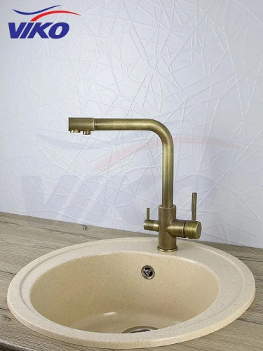 Смеситель для кухни Viko V-5064 Античная бронза латунь на столешницу