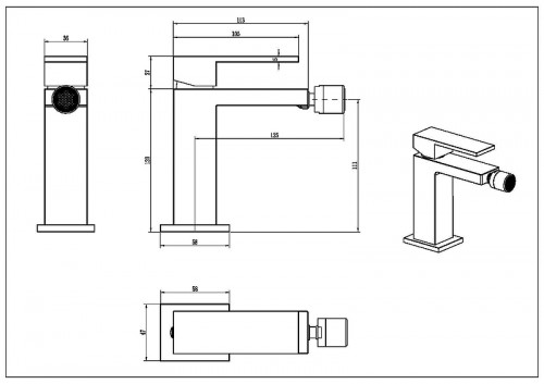 Смеситель для биде Boheme Qubic 476-CB цвет Брашированная медь
