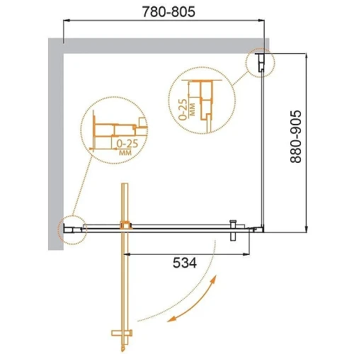 Душевой уголок Cezares Molveno 80x90 MOLVENO-AH-1-80/90-C-Cr-IV профиль Хром стекло прозрачное