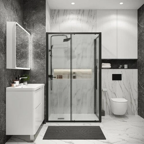 Душевой уголок Grossman Cosmo 110x100 L 120.K33.02.1110.21.02 профиль Черный матовый стекло шиншилла