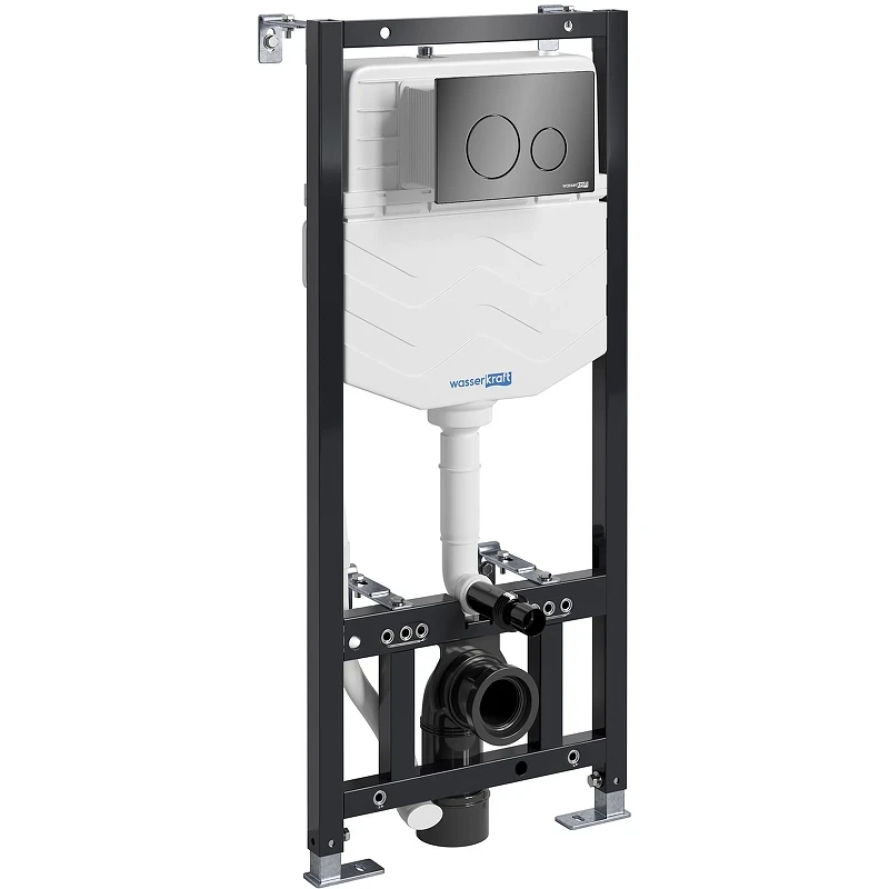 Инсталляция WasserKRAFT Aller 10TLT.010.ME.PB02 для унитаза с Черной глянцевой клавишей смыва нержавеющая сталь