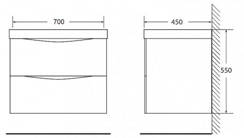 Тумба под раковину BelBagno Marino 70 MARINO-700-2C-SO-RG-P подвесная Rovere Grigio МДФ / ЛДСП