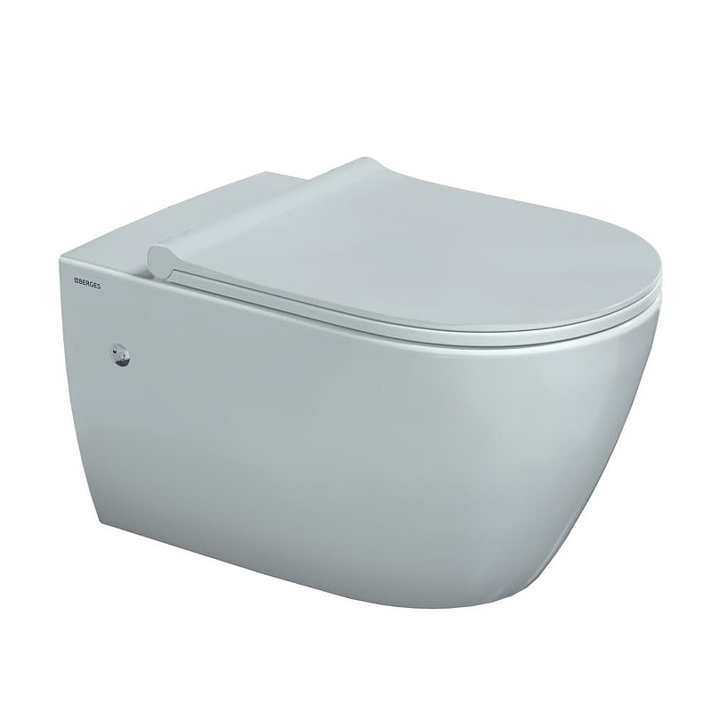 Комплект унитаза с инсталляцией Berges Novum Rimless 043214 с сиденьем Микролифт и Белой Хром глянец клавишей смыва фарфор подвесной