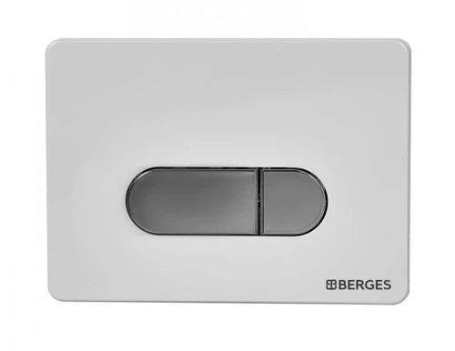 Комплект унитаза с инсталляцией Berges Novum Rimless 043214 с сиденьем Микролифт и Белой Хром глянец клавишей смыва фарфор подвесной