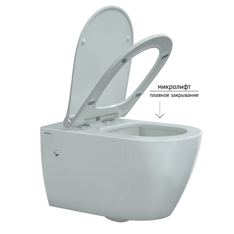 Комплект унитаза с инсталляцией Berges Novum Rimless 043214 с сиденьем Микролифт и Белой Хром глянец клавишей смыва фарфор подвесной