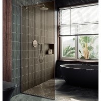 Душевая перегородка Maybah Glass MGD-696-5у 790x1950 в узком профиле Хром матовый стекло бронзовое