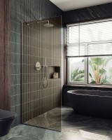 Душевая перегородка Maybah Glass MGD-696-5у 790x1950 в узком профиле Хром матовый стекло бронзовое