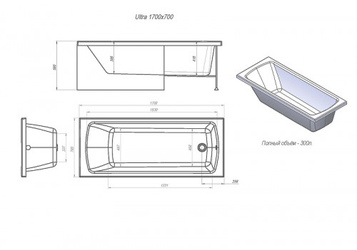 Акриловая ванна Erlit Ultra 170х70 ULTRA 170*70 цвет Белый