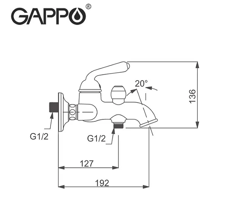 Смеситель для ванны Gappo G88 G3288 Хром