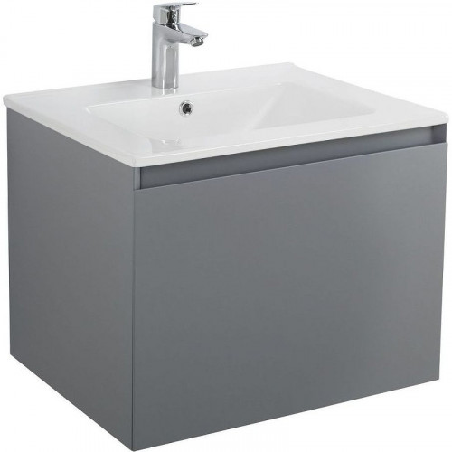 Тумба под раковину Art&amp;Max Latina 60 AM-Latina-600-1C-SO-GM подвесная Серая матовая МДФ / ЛДСП