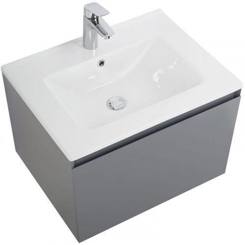 Тумба под раковину Art&amp;Max Latina 60 AM-Latina-600-1C-SO-GM подвесная Серая матовая МДФ / ЛДСП