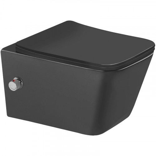 Унитаз биде SantiLine SL-5004MB-BD подвесной Черный матовый с сиденьем Микролифт фаянс подвесной