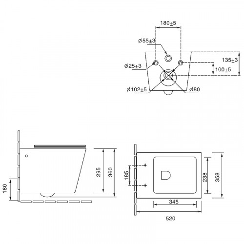 Унитаз биде SantiLine SL-5004MB-BD подвесной Черный матовый с сиденьем Микролифт фаянс подвесной