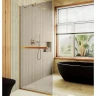 Душевая перегородка Maybah Glass MGD-1459-3у 990х1950 в узком профиле с полотенцедержателем Золото стекло бронзовое