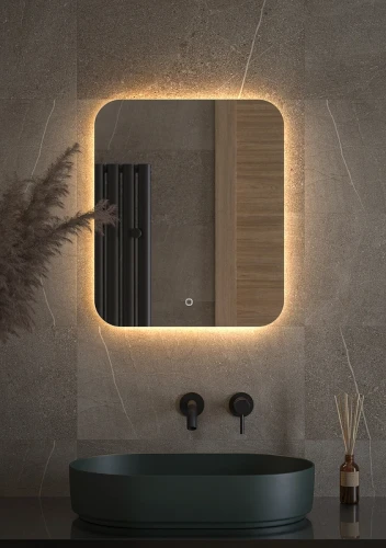 Зеркало Defesto Opti 50x60 DF 2813S с подсветкой 19W-3000К/Сенсорный выключатель/Теплый белый свет
