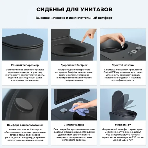 Унитаз Wellsee Croquis 182613001 подвесной цвет Черный матовый с сиденьем Микролифт