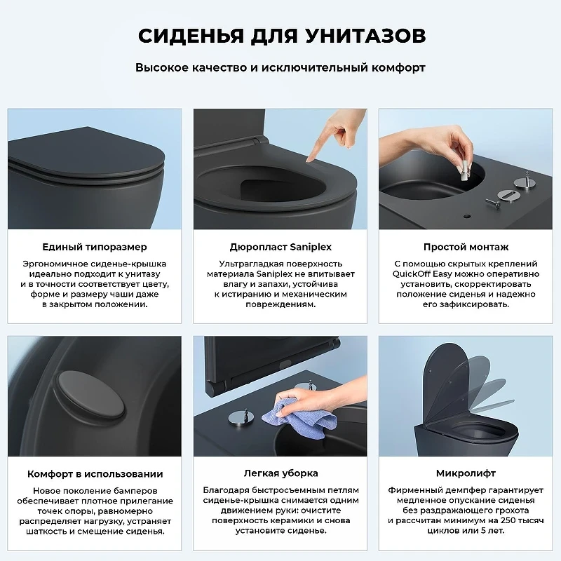 Унитаз Wellsee Croquis 182613001 подвесной цвет Черный матовый с сиденьем Микролифт