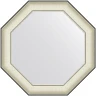 Зеркало Evoform Octagon 64x64 BY 7440 в багетной раме - Белая кожа с хромом 78 мм стекло