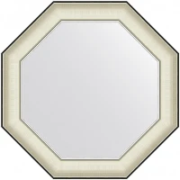 Зеркало Evoform Octagon 64x64 BY 7440 в багетной раме - Белая кожа с хромом 78 мм стекло