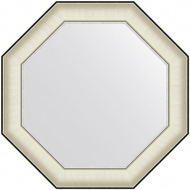 Зеркало Evoform Octagon 64x64 BY 7440 в багетной раме - Белая кожа с хромом 78 мм стекло