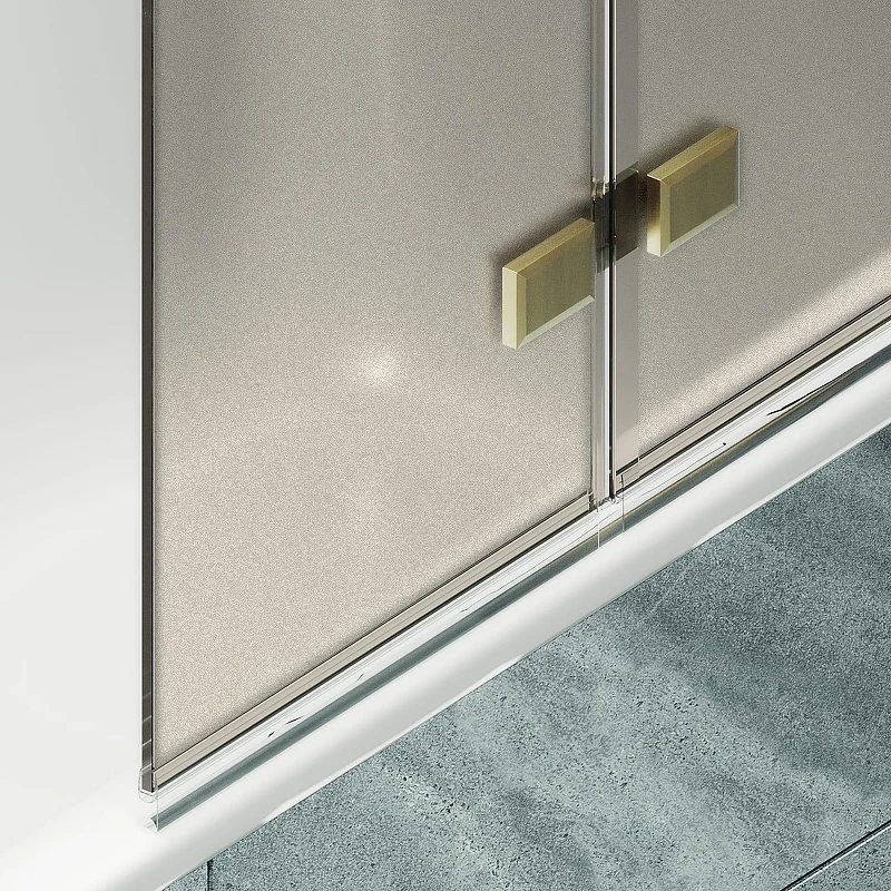 Шторка для ванны Maybah Glass MGV-579-3 750х1400 складная 3 секции Золото стекло бронзовое матовое