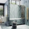 Шторка для ванны Maybah Glass MGV-579-3 750х1400 складная 3 секции Золото стекло бронзовое матовое