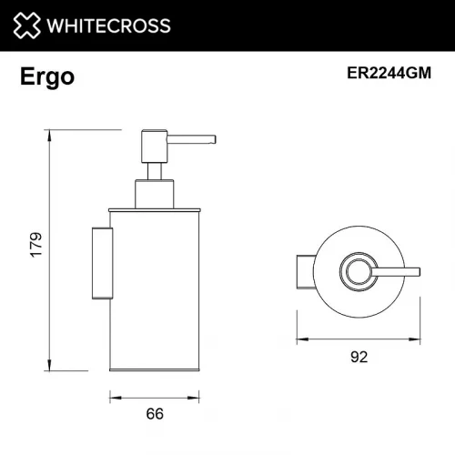 Дозатор для жидкого мыла Whitecross Ergo gunmetal ER2244GM цвет Оружейная сталь