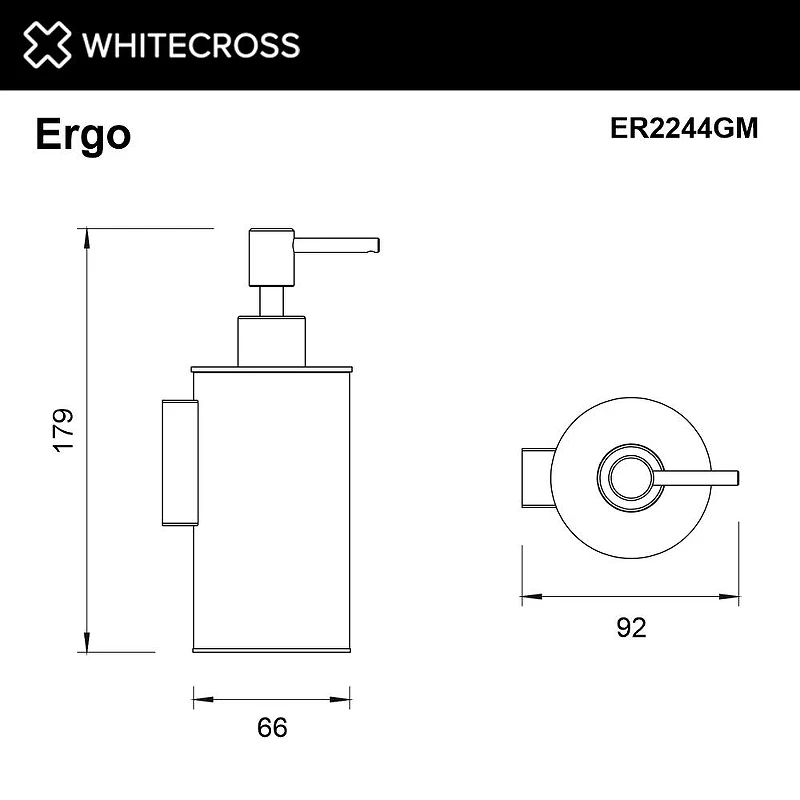 Дозатор для жидкого мыла Whitecross Ergo gunmetal ER2244GM цвет Оружейная сталь