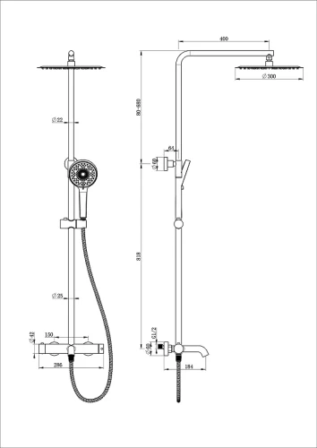 Душевая система Wonzon & Woghand Stick WW-88739017-BN цвет Брашированный никель