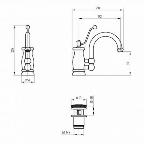 Смеситель для раковины Migliore Vivaldi 19546 Золото латунь
