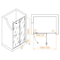 Душевая дверь RGW Stilvoll SV-004-Gr 110 353200411-210 профиль Серый стекло матовое